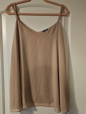TORRID Beige V-Neck Chiffon Cami with Adjustable Straps